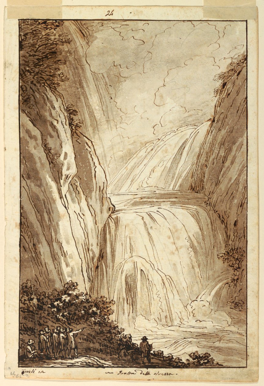 Ritning, Sirenernas grotta vid Tivoli, ca 1813 av Felice Giani