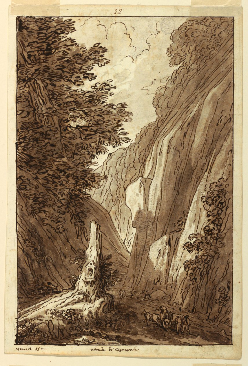 Teckning, Vägen till Caprarola, ca 1813 av Felice Giani