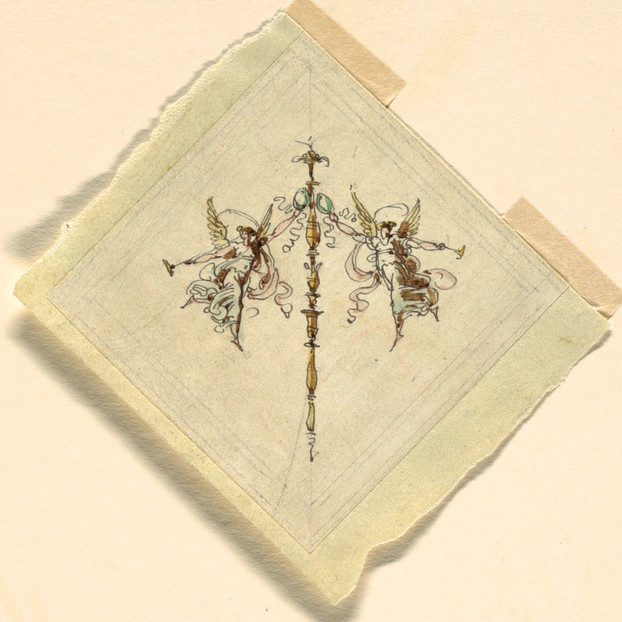Berömmelse med Trumpet, Reception Hall, Palazzo Quirinale, Rom av Felice Giani