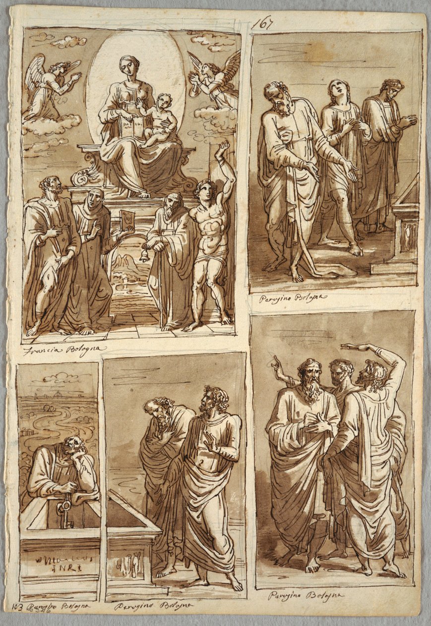 Fyra studier av verk av Perugino och Francia av Felice Giani