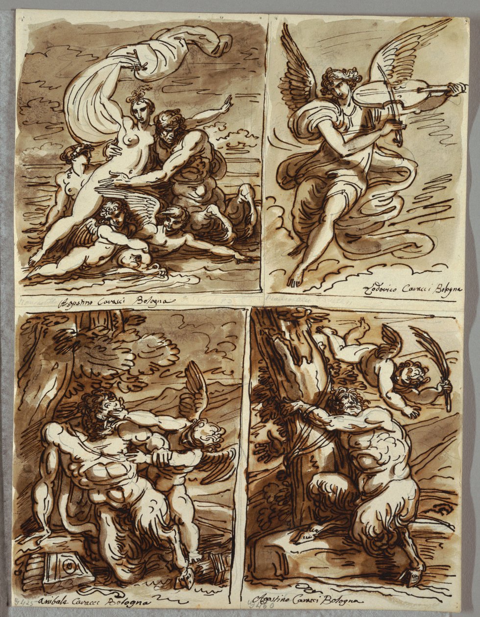 Glauco och Scylla, studier efter Agostino Carracci av Felice Giani