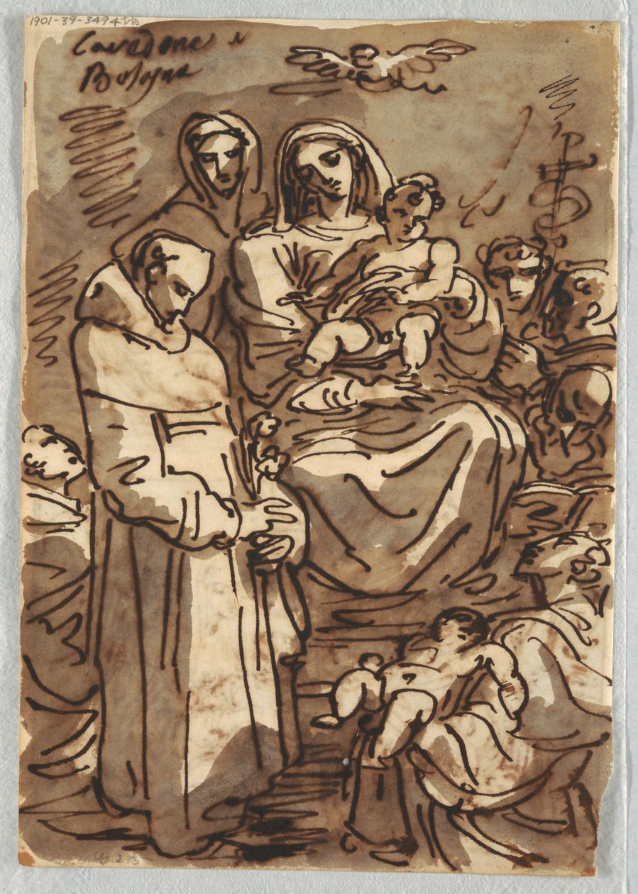 Helig treenighet med den döde Kristus i ära efter Palma Giovane; Adoration of the Magi, Studie efter Lodovico Carracci av Felice Giani