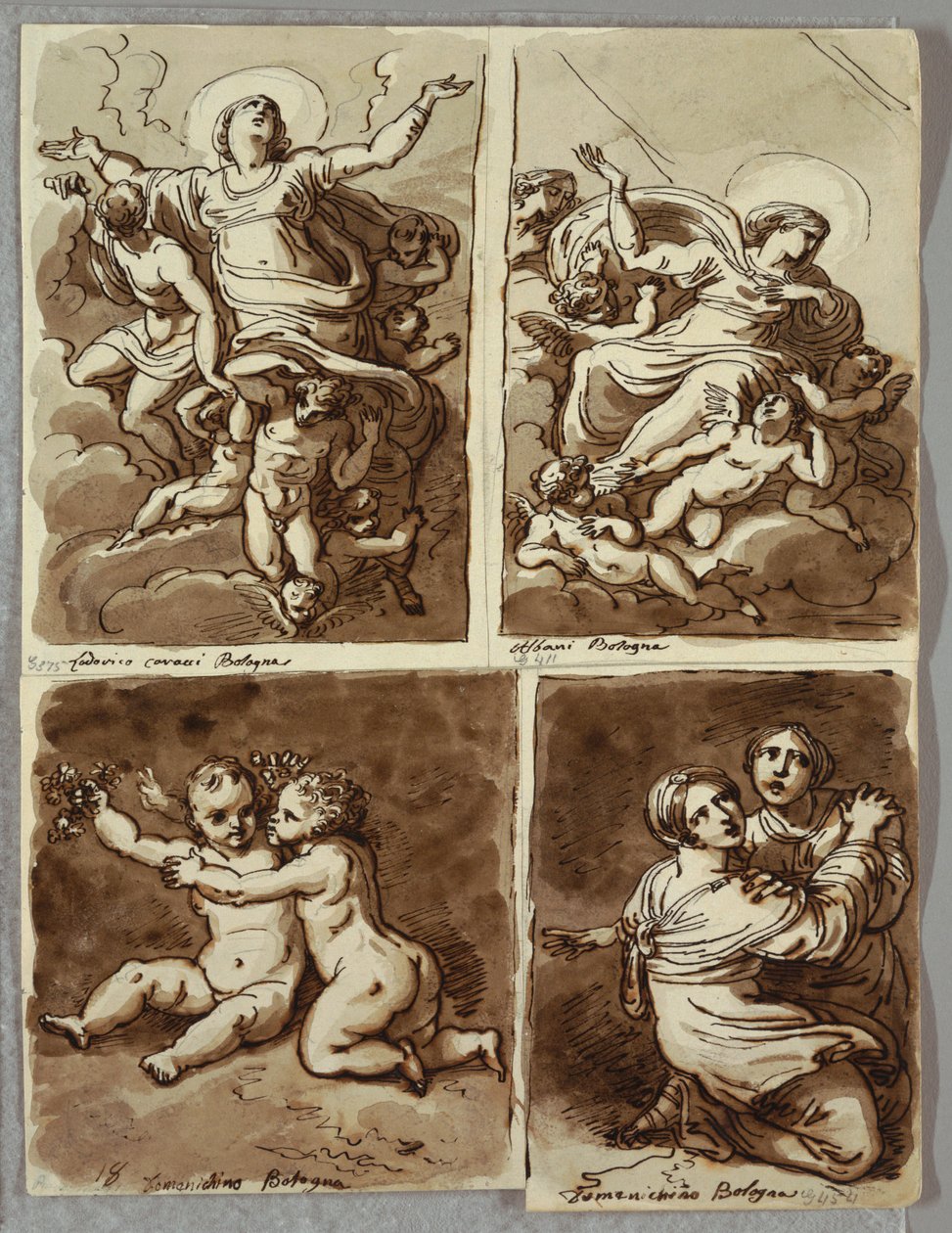 Lunett med St. Peter och St. Paul med St. Matteus och profeten Jesaja, Studera efter Sebastiano del Piombo av Felice Giani