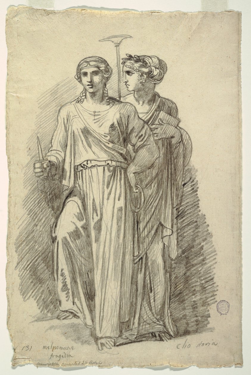 Melpomene, Muse of Tragedy och Clio, Muse of History av Felice Giani