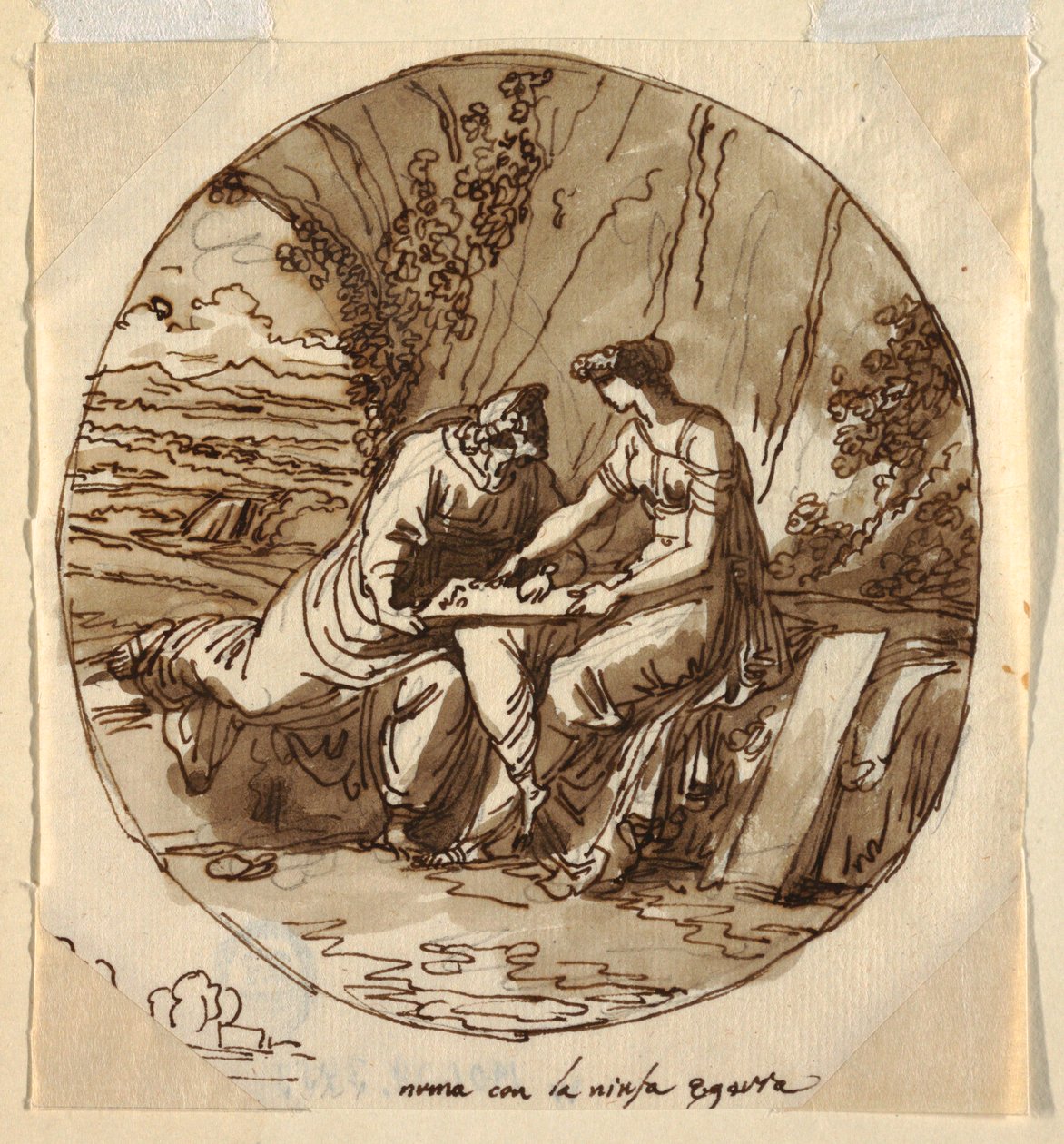 Numa Pompilius och Egeria, Sala di Numa Pompilius, Palazzo Milzetti, Faenza av Felice Giani