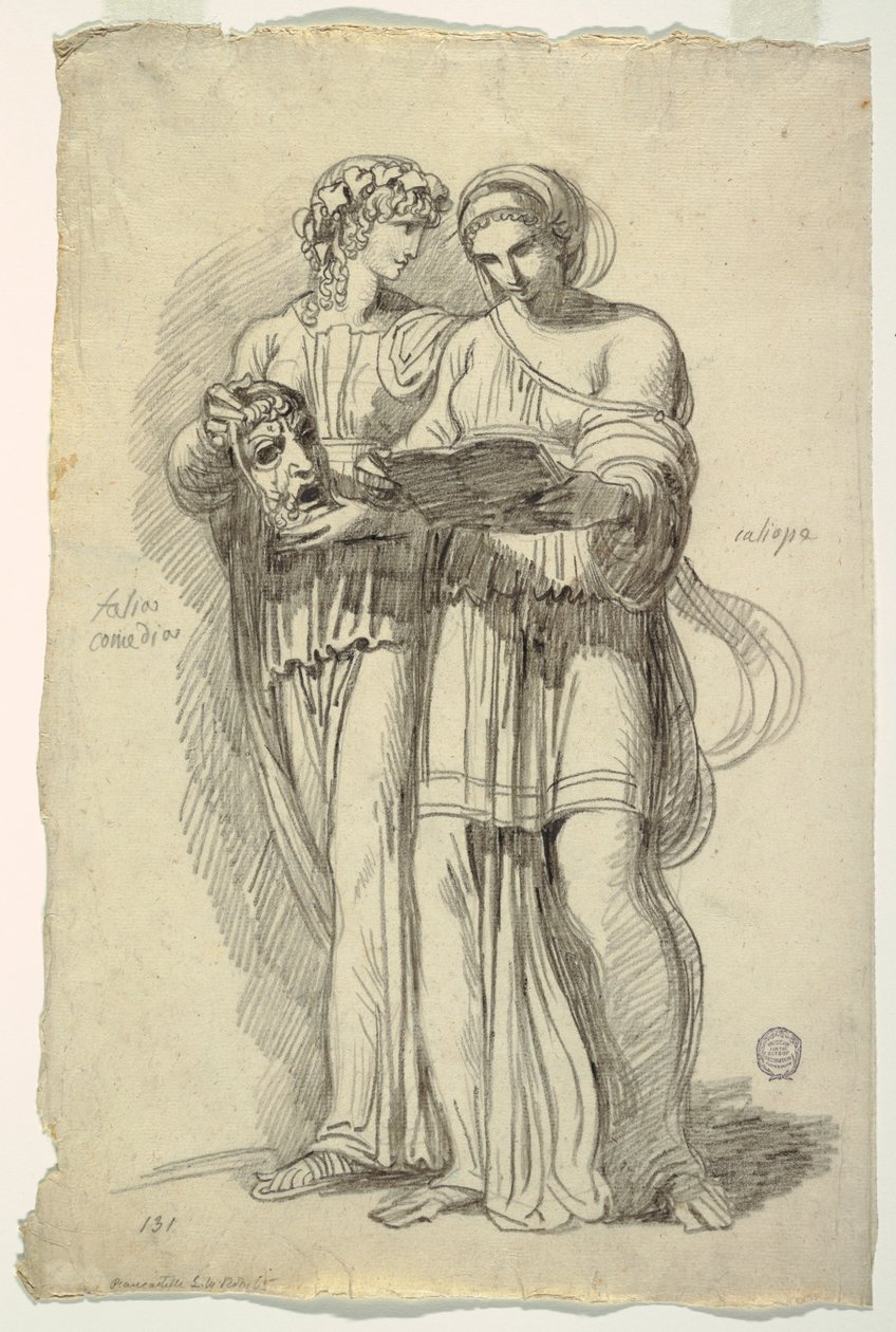Thalia, Muse of Comedy och Calliope, Muse of Epic Poetry av Felice Giani