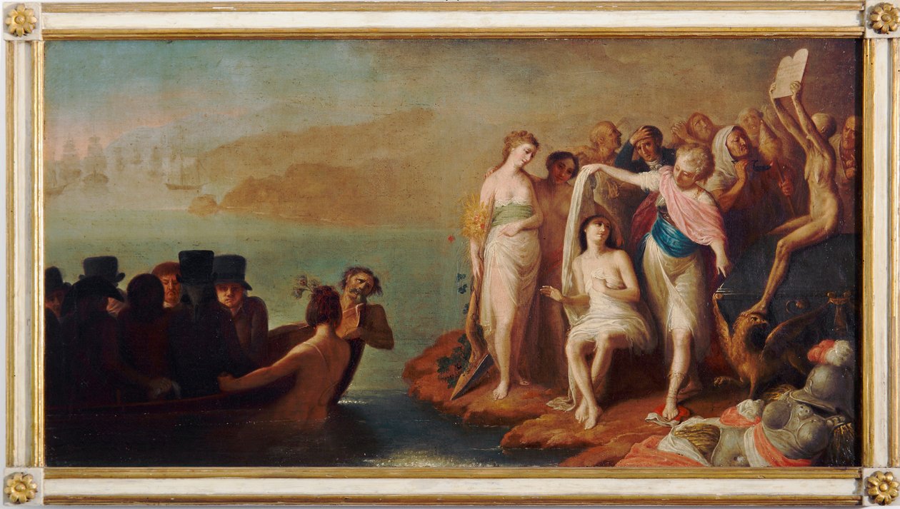 Italienska exilernas ankomst till Frankrike 1802 (målning, tidigt 1800-tal) av Felice Guascone