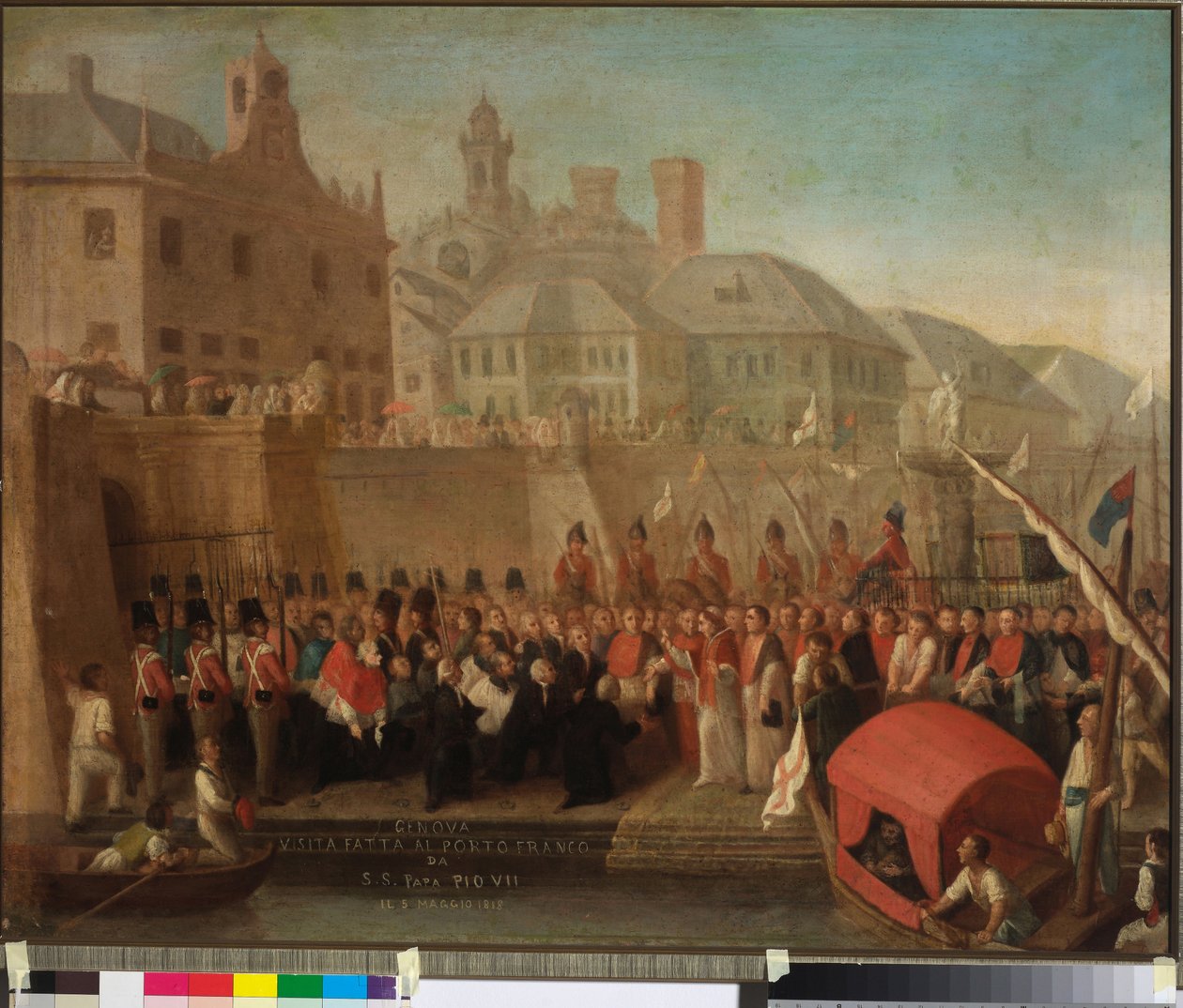 Besök i frihamnen i Genua av H.S. Påven Pius VII, ca 1818 (olja på duk) av Felice Guascone