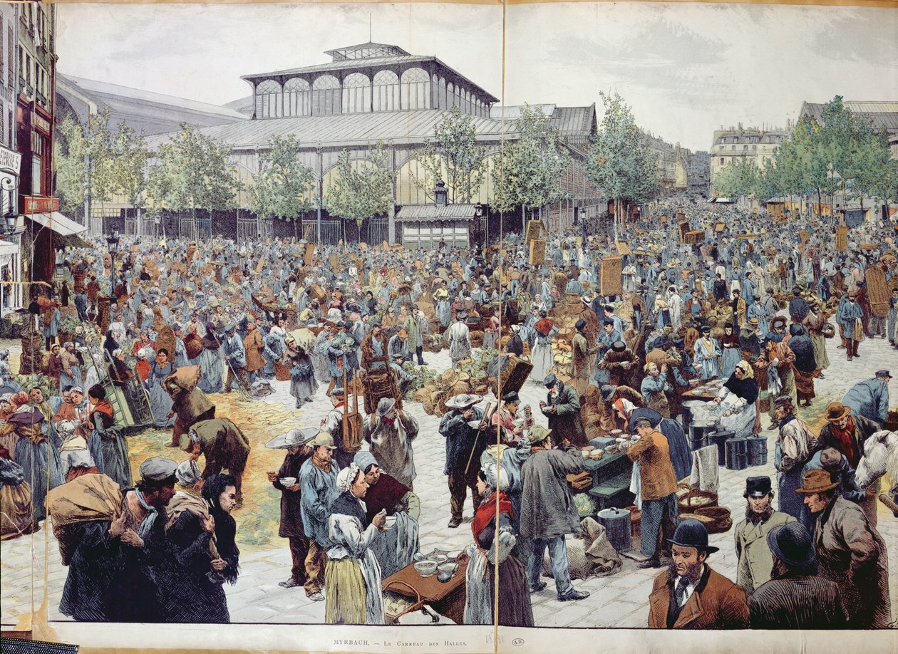 Marknaden i Les Halles, 1888 av Felicien baron de Myrbach Rheinfeld