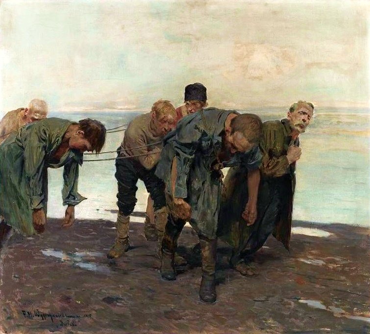 Barge haulers.  av Feliks Michal Wygrzywalski