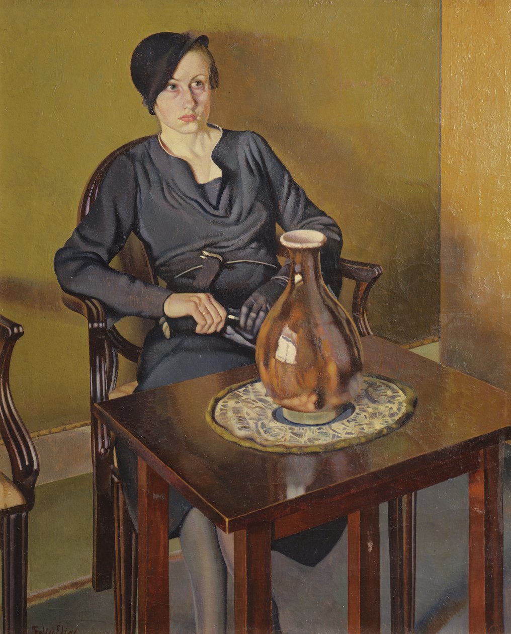 Kvinna med en vas, ca 1929 (olja på duk) av Feliu Elias Bracons