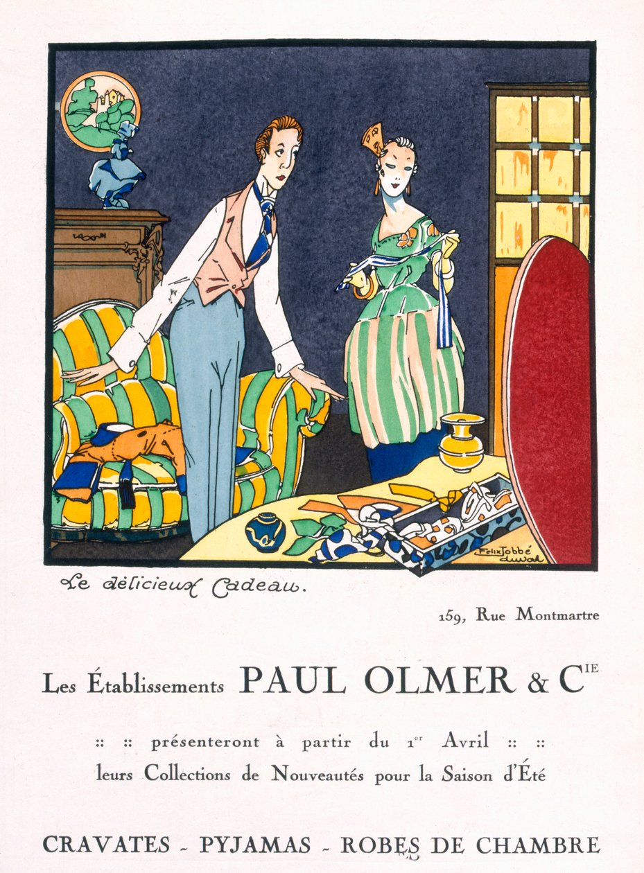 Annons för Paul Olmers Summer Collection, ca 1920-talet (pochoir-tryck) av Felix A.M. Jobbe Duval