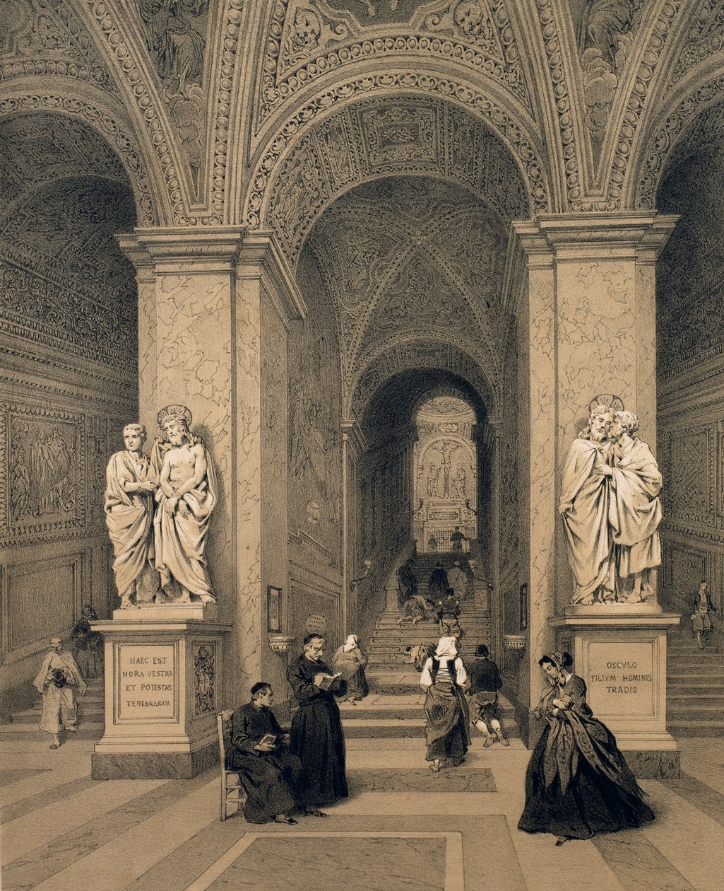 Den heliga trappan till Santi Sanctuary i Rom, illustration från albumet 