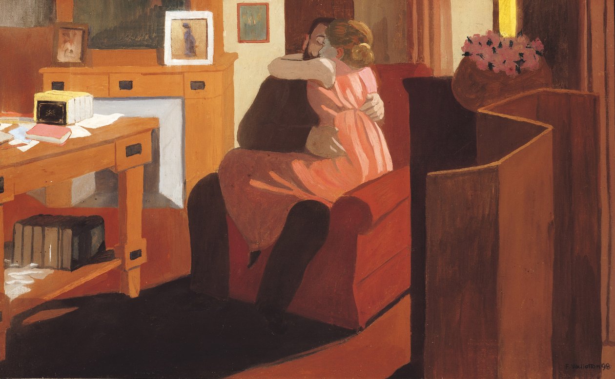 Intimitet, par i ett interiör med en skiljevägg, 1898 av Felix Edouard Vallotton