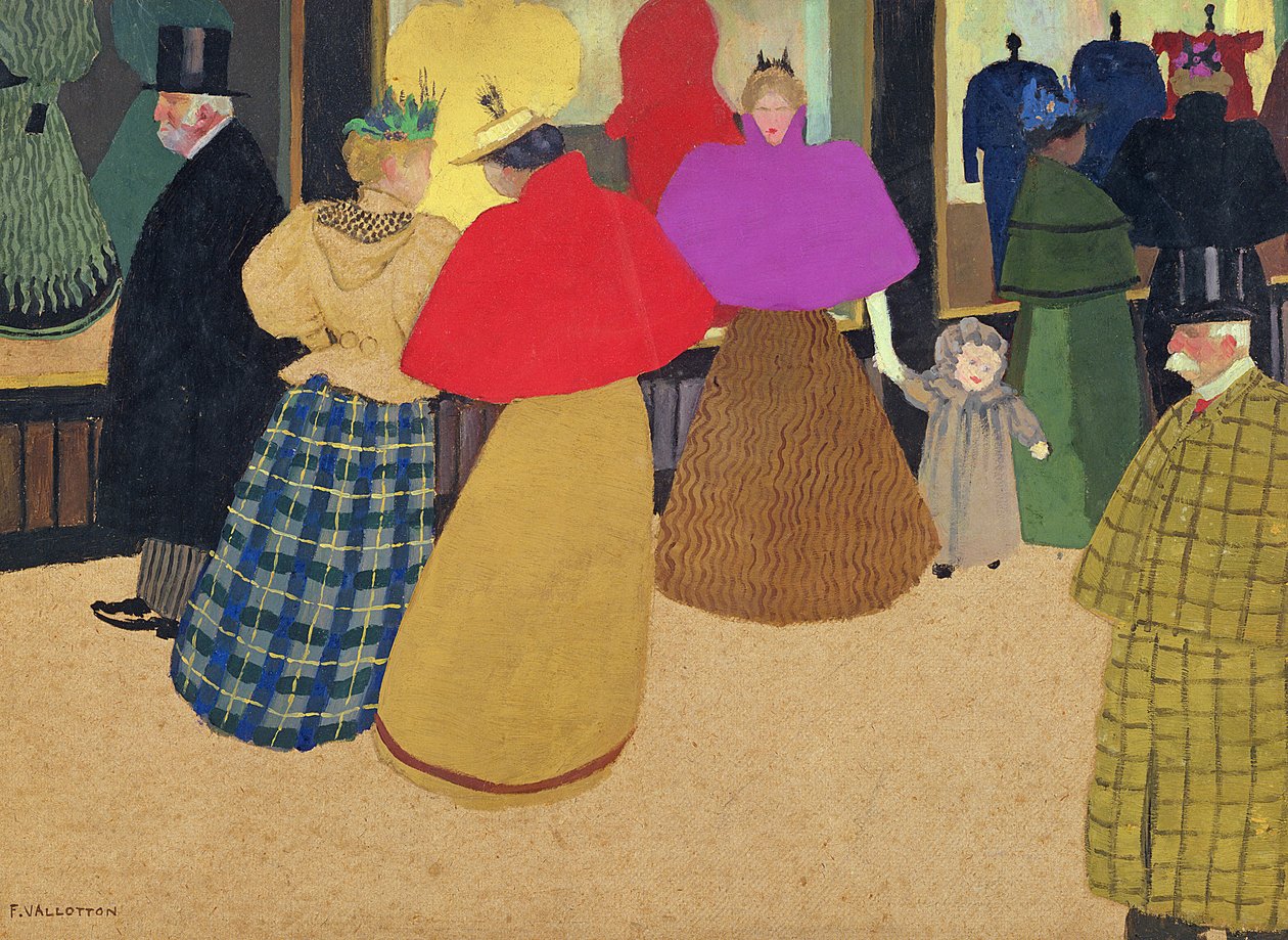 "Les Passants" eller "Street Scene", 1895 (tempererat på kartong) av Felix Edouard Vallotton