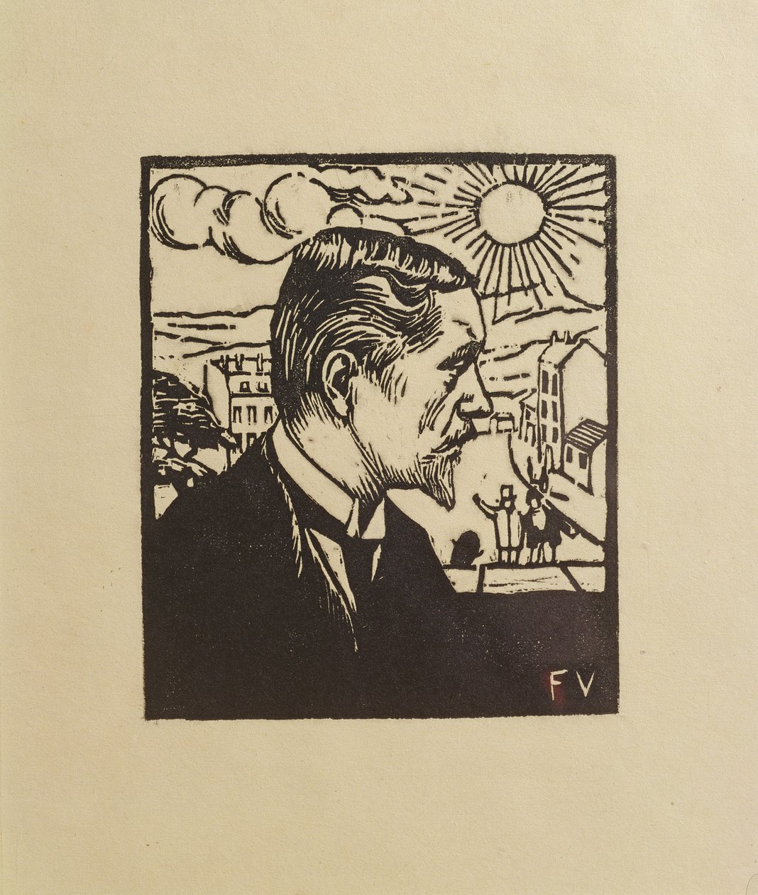 Självporträtt, 1891 (träsnitt på krämvävt papper) av Felix Edouard Vallotton