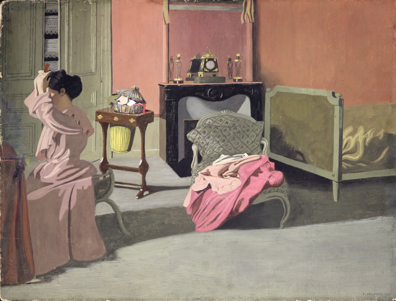 Kvinna som gör sitt hår, 1900 av Felix Edouard Vallotton