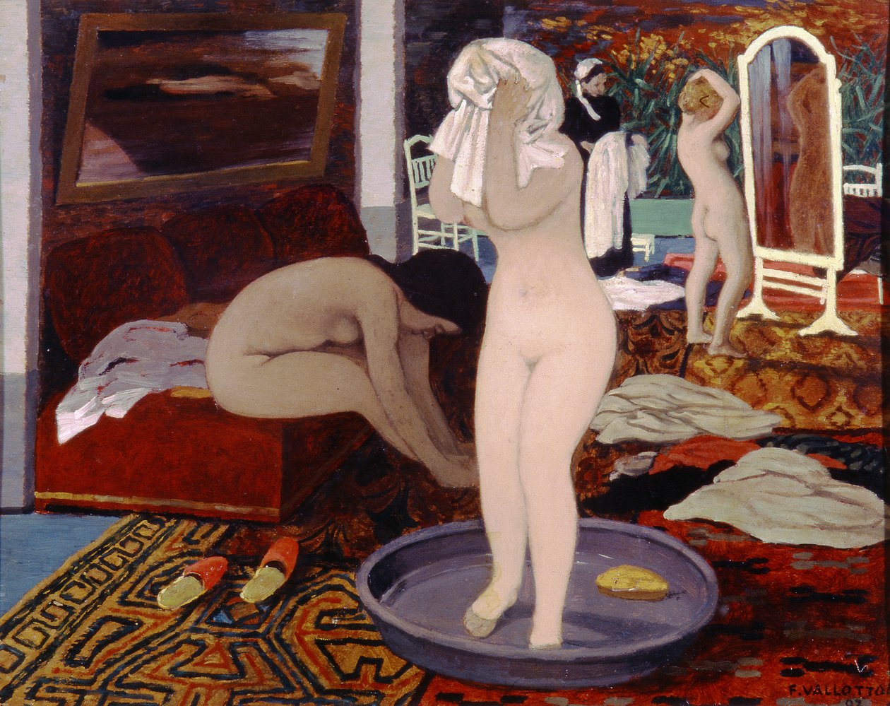 Kvinnor vid deras toalett, 1897 (olja på kartong) av Felix Edouard Vallotton