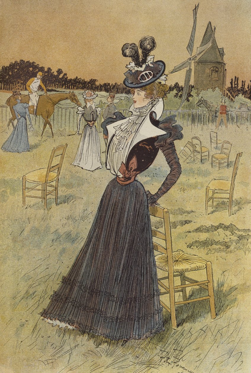 Modetallrik, på Longchamp, illustration från 