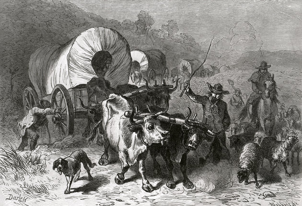 Emigration til det vestlige land, indgraveret af Bobbett swed av Felix Octavius Carr Darley