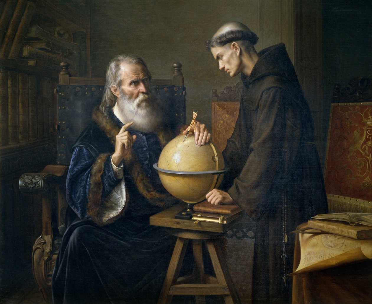 Galileo Galilei demonstrerar sina nya astronomiska teorier vid universitetet i Padua av Félix Parra