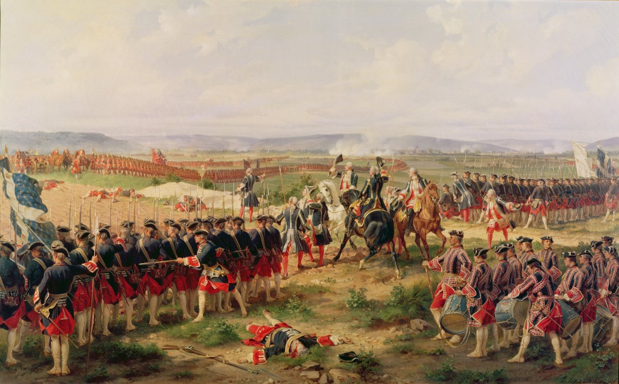 Slaget vid Fontenoy, 11 maj 1745: fransmännen och de allierade konfronterar varandra av Felix Philippoteaux