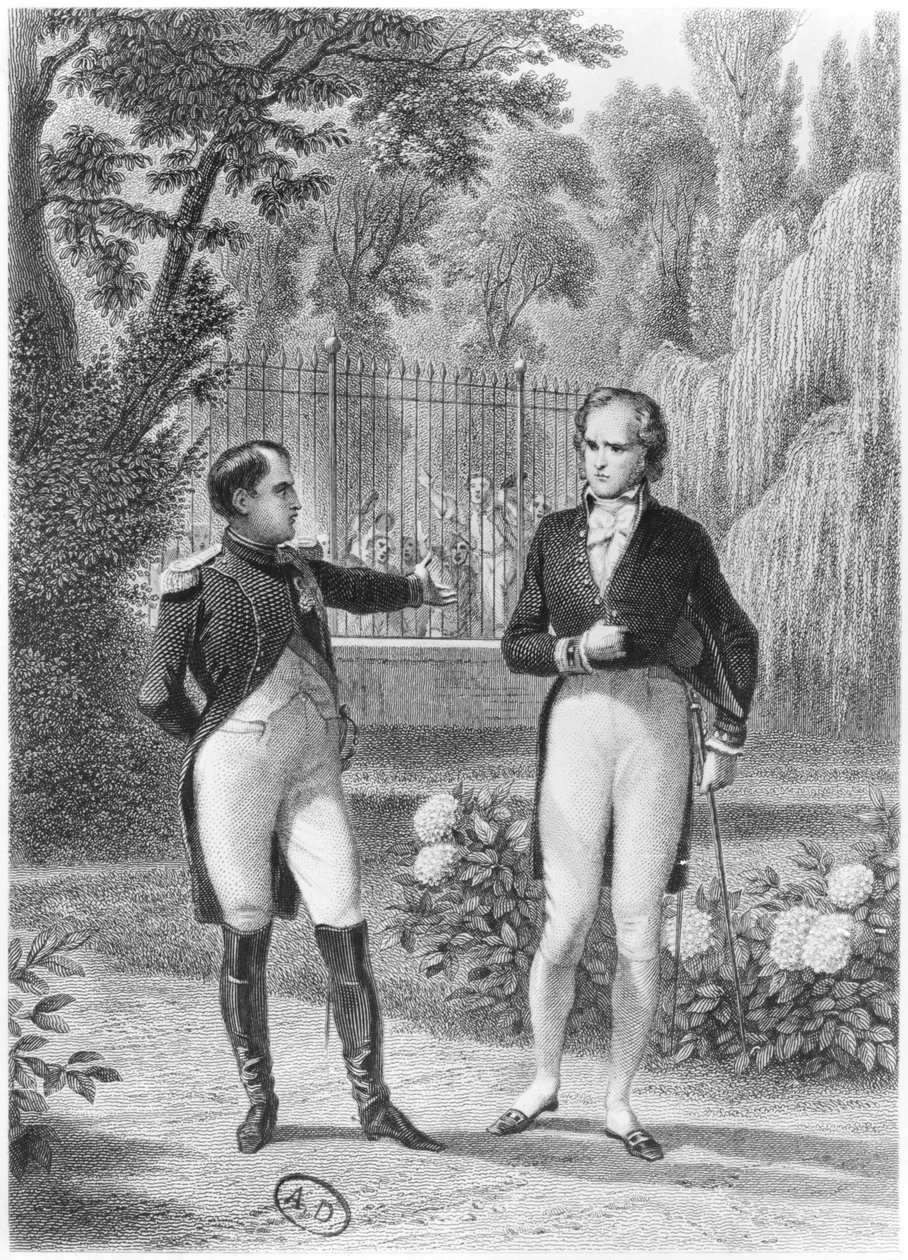 Möte mellan Napoleon I (1769-1821) och Benjamin Constant de Rebecque (1767-1830) från "Memoires d