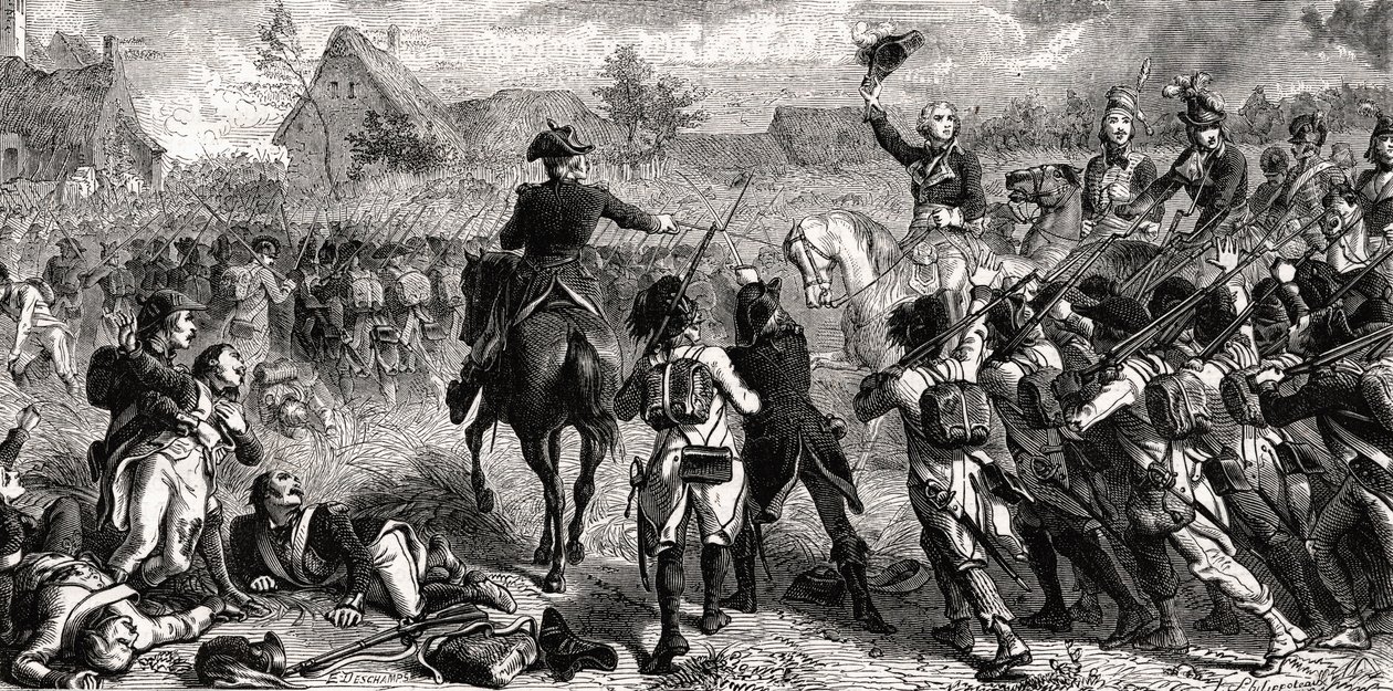 Slaget vid Fleurus, 26 juni 1794, graverad av Emile Deschamps av Felix Philippoteaux