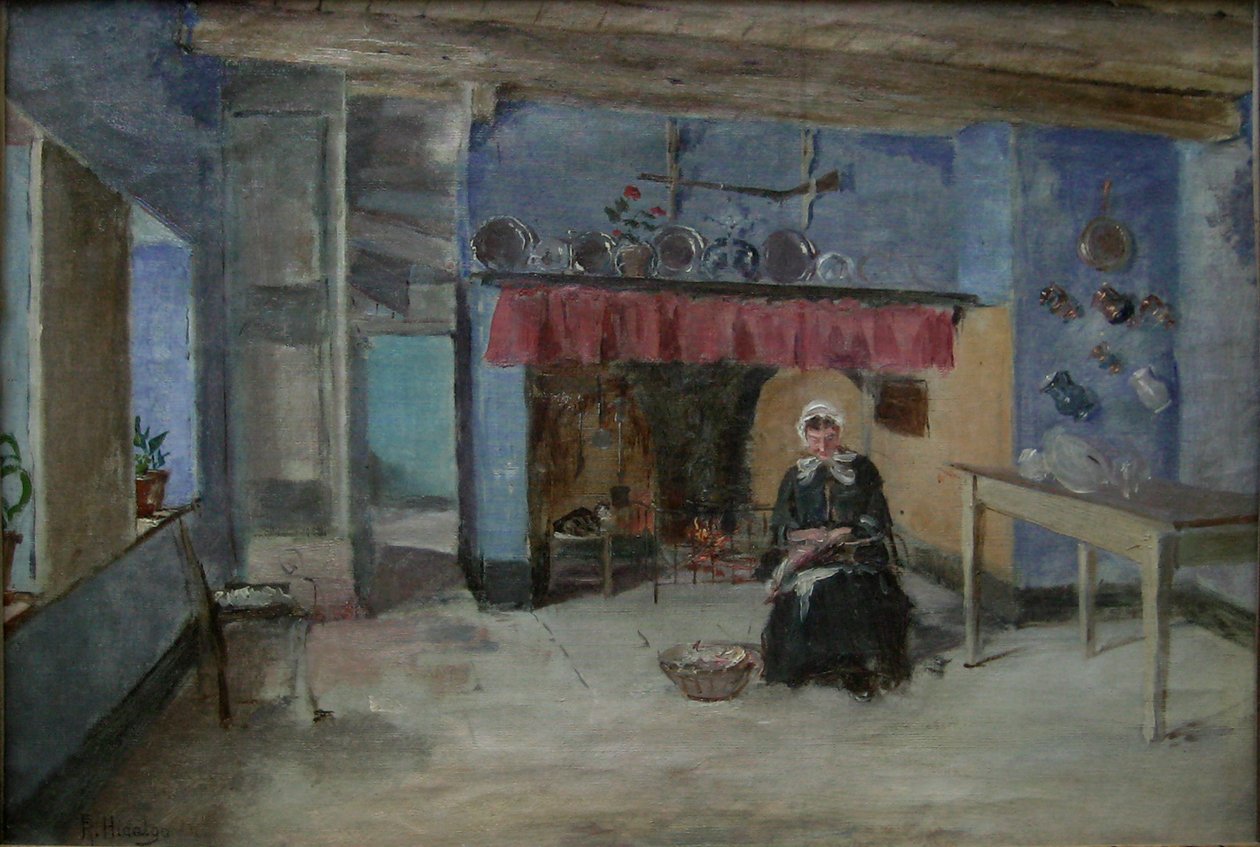 Interior de una Casa av Felix Resurreccion Hidalgo