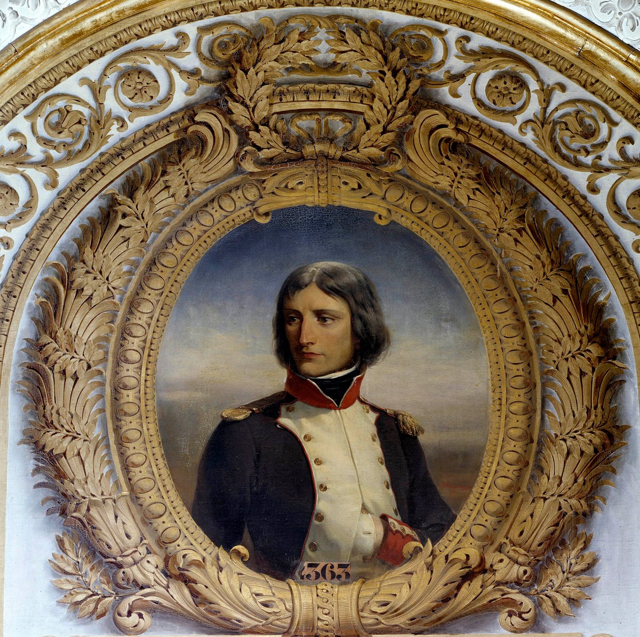 Porträtt av Napoleon Bonaparte (1769-1821) i uniform som överstelöjtnant för den första bataljonen på Korsika 1792 Målning av Henri-Felix-Emmanuel Philippoteaux (1815-1884) 1834 Sön. 0,8x0,6 m. av Felix (after) Philippoteaux
