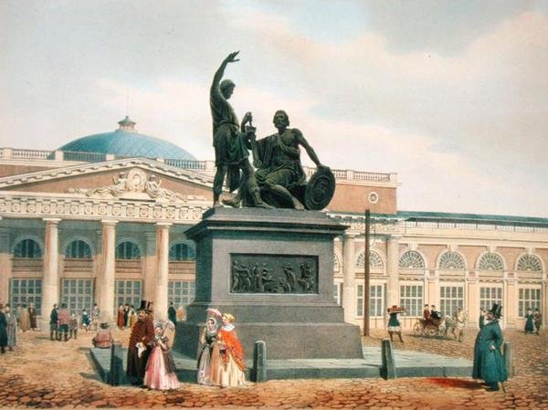 Minin och Pozharsky-monumentet i Moskva, 1840-talet av Felix Benoist
