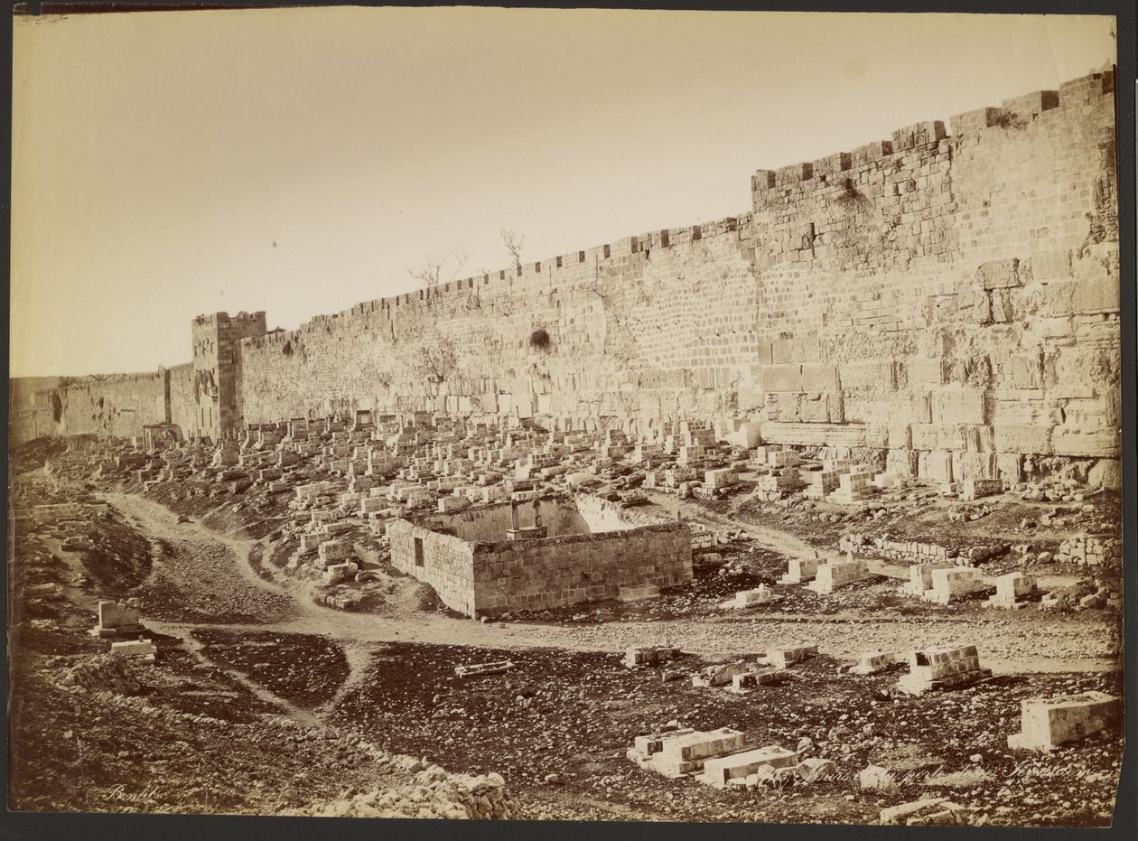 Mur och Gyllene porten, Jerusalem av Félix Bonfils