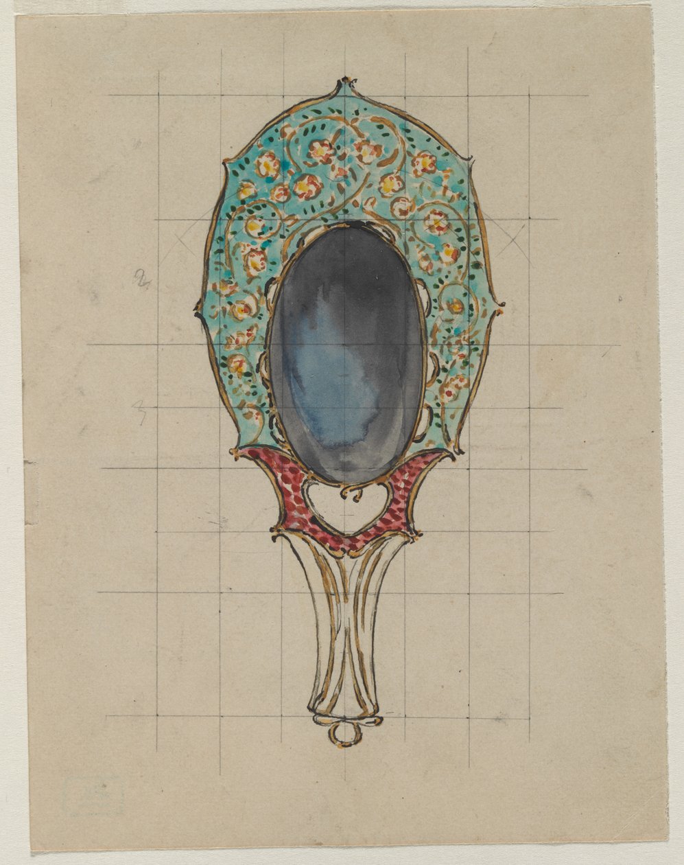 Design för en handspegel, ca. 1900-1902. av Felix Bracquemond