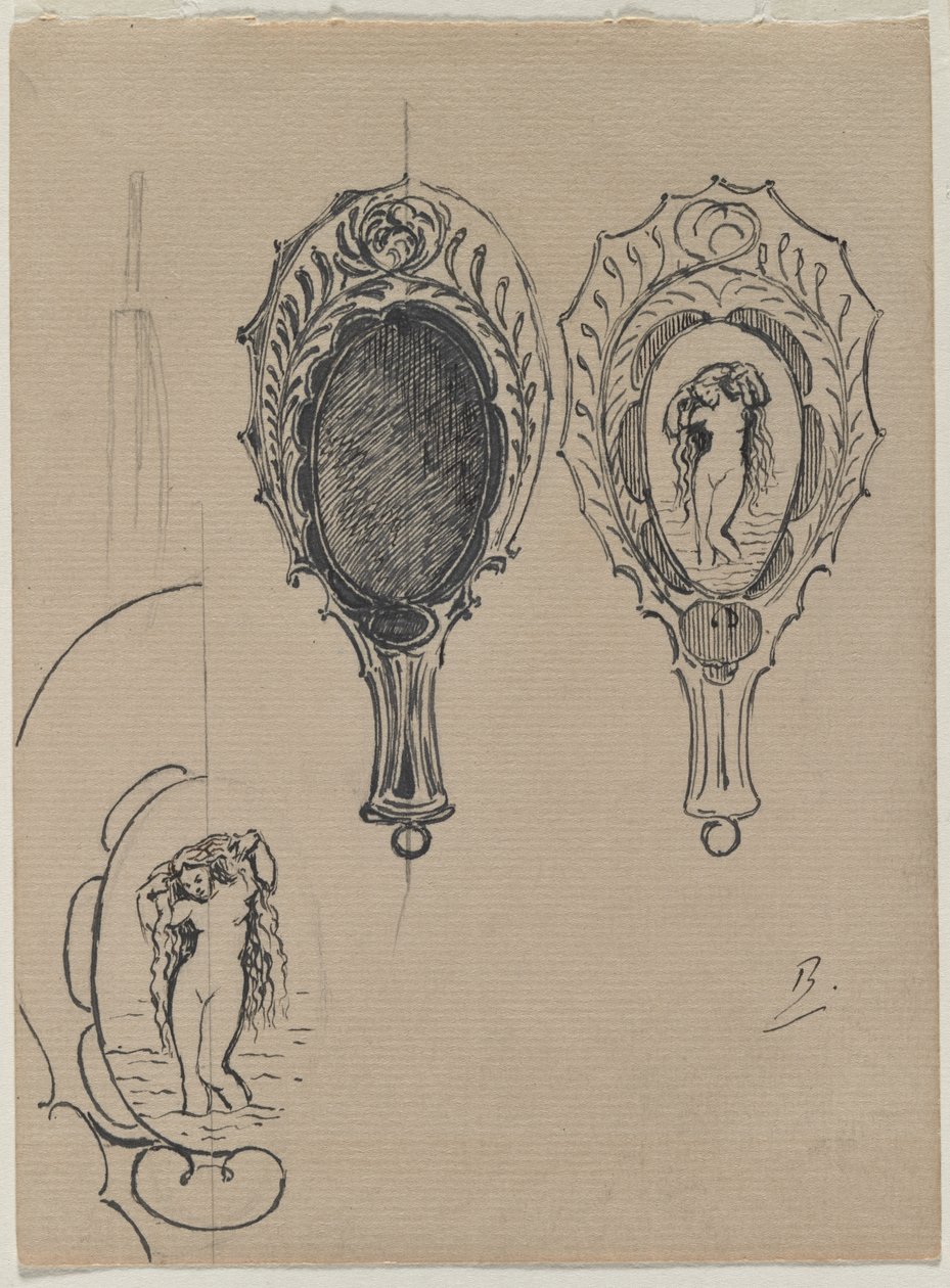 Design för en handspegel, ca. 1900-1902. av Felix Bracquemond
