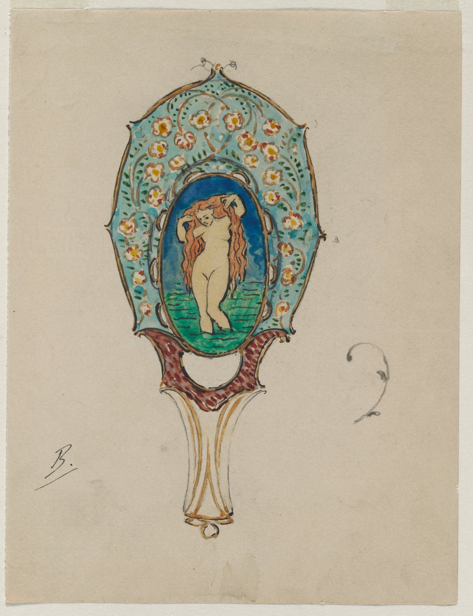 Design för en handspegel, ca. 1900-1902. av Felix Bracquemond