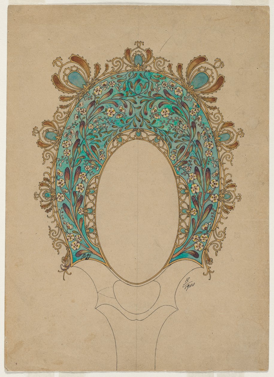Design för en handspegel, ca. 1900-1902. av Felix Bracquemond