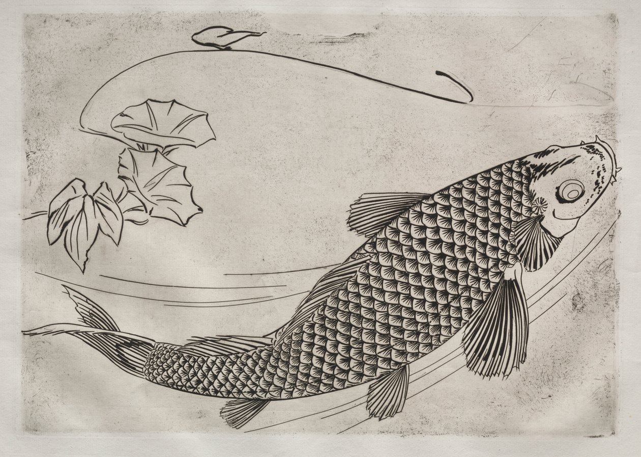 Middagsservering (Rousseau-servering): Stor fisk i japansk stil (nr 19) av Felix Bracquemond