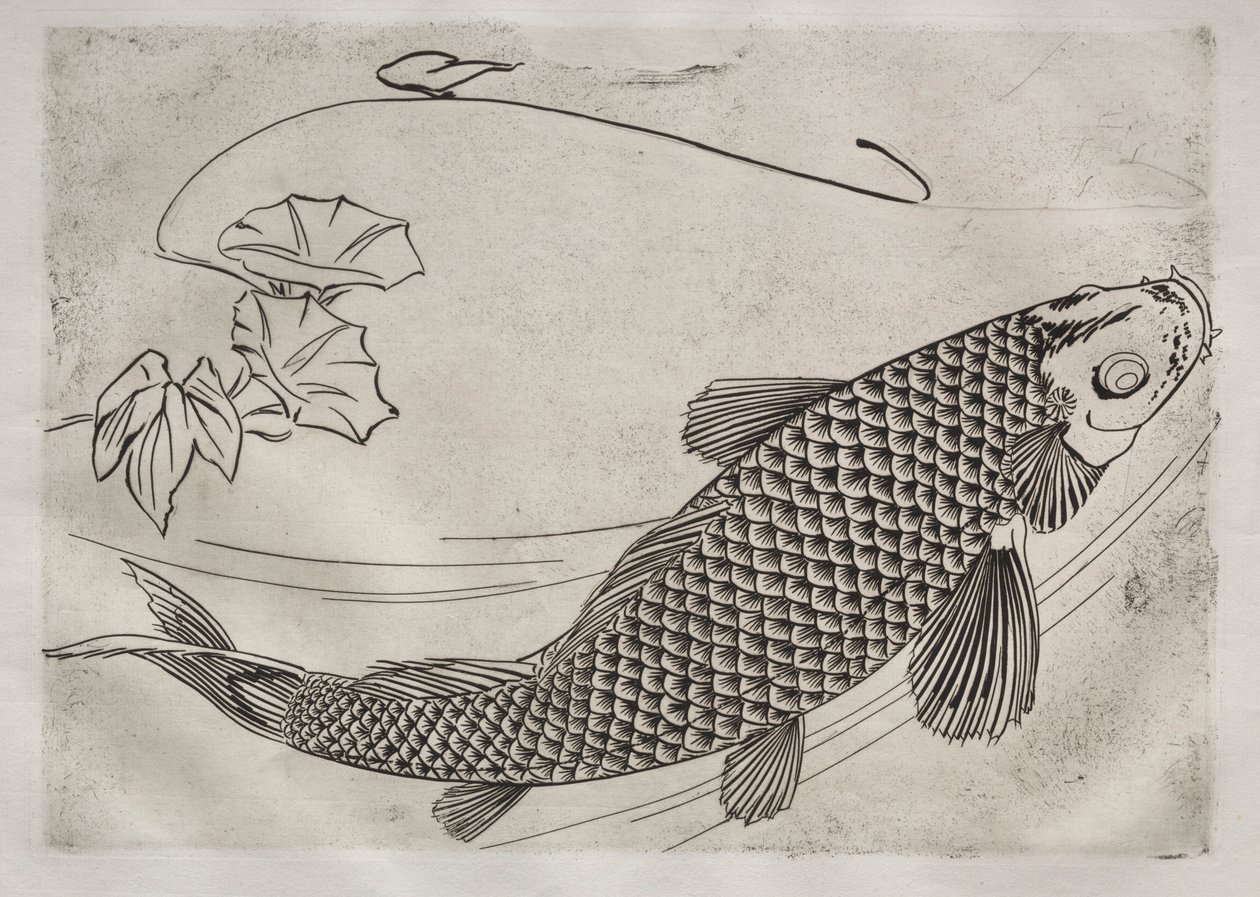 Middagsservering Rousseau-servering: Stor fisk i japansk stil nr. 19, 1866. av Felix Bracquemond