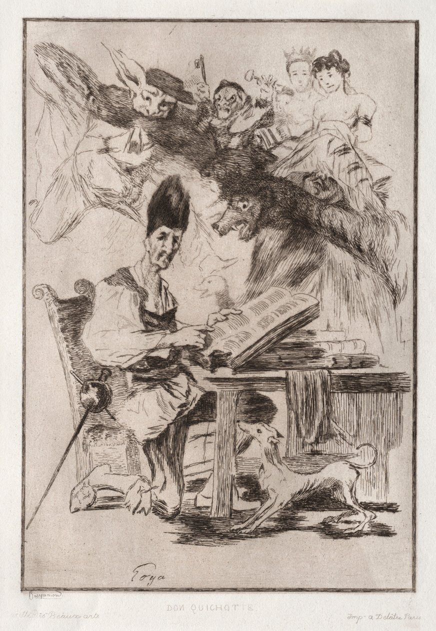 Don Quichote, efter Goya av Felix Bracquemond