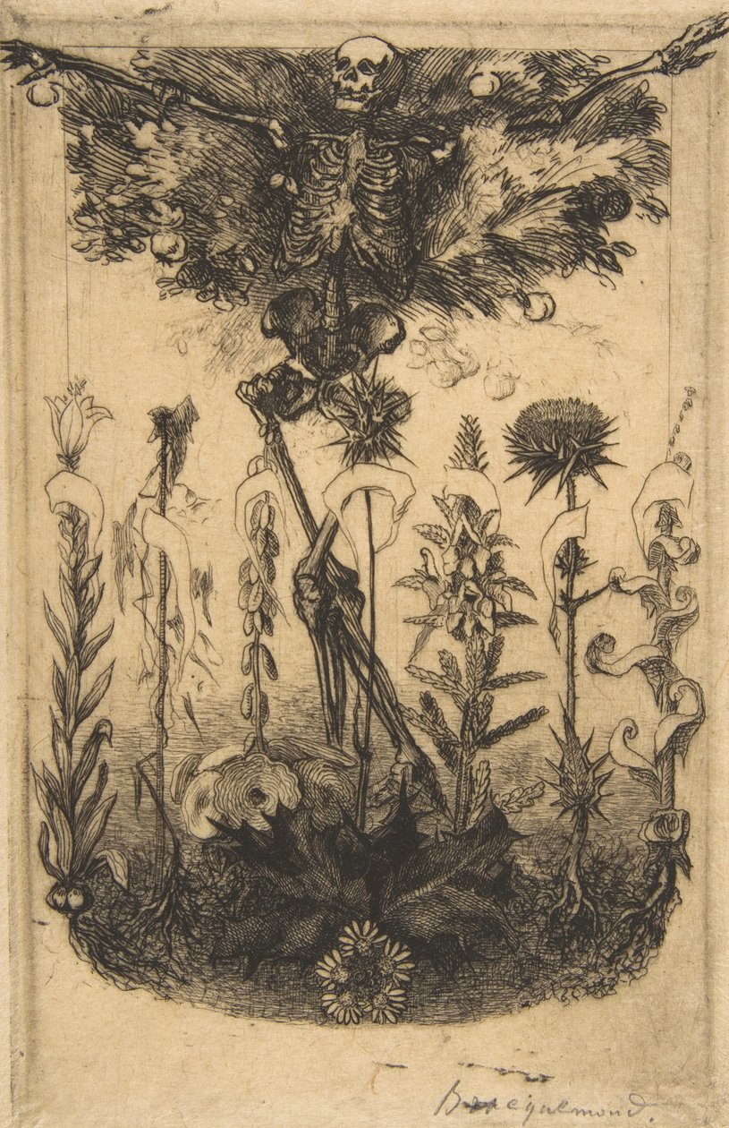 Frontispice för The Flowers of Evil, 1857. av Felix Bracquemond