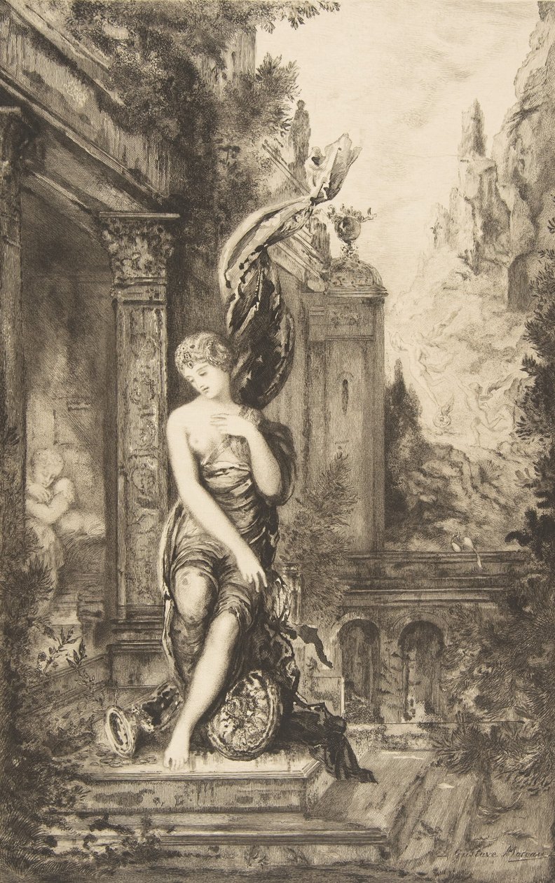 Mannen som jagar förmögenhet och den som väntar på henne i sin säng, 1886. av Felix Bracquemond
