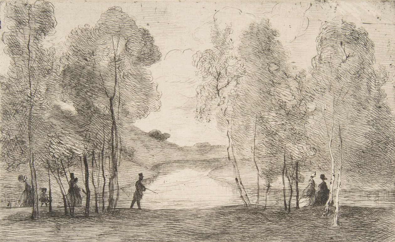 Sjön Bois de Boulogne, omkring 1858. av Felix Bracquemond