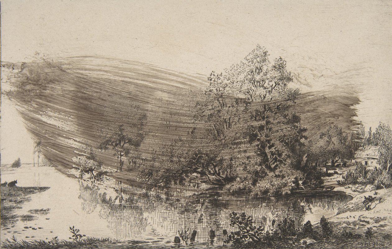 Bondgård på stranden av Oise, 1868. av Felix Bracquemond