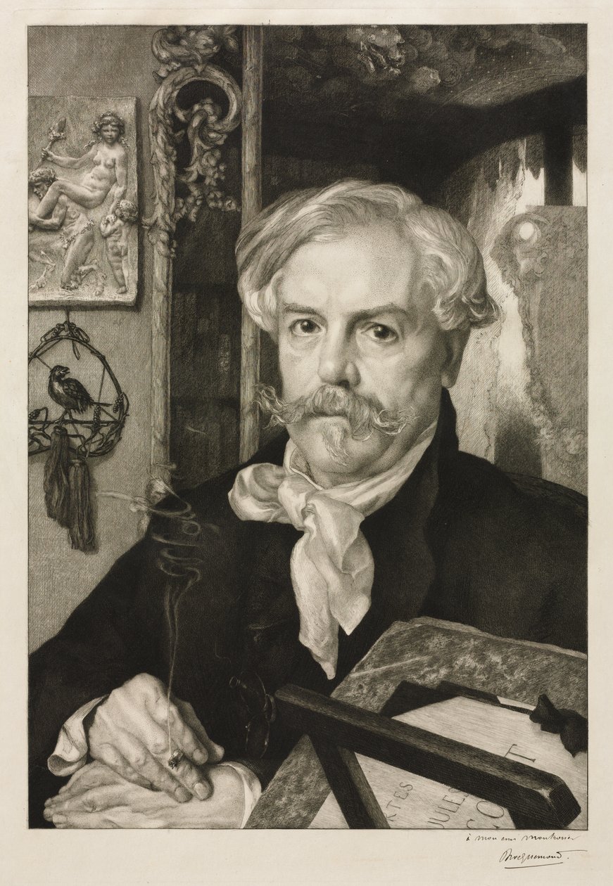 Porträtt av Edmond de Goncourt av Felix Bracquemond