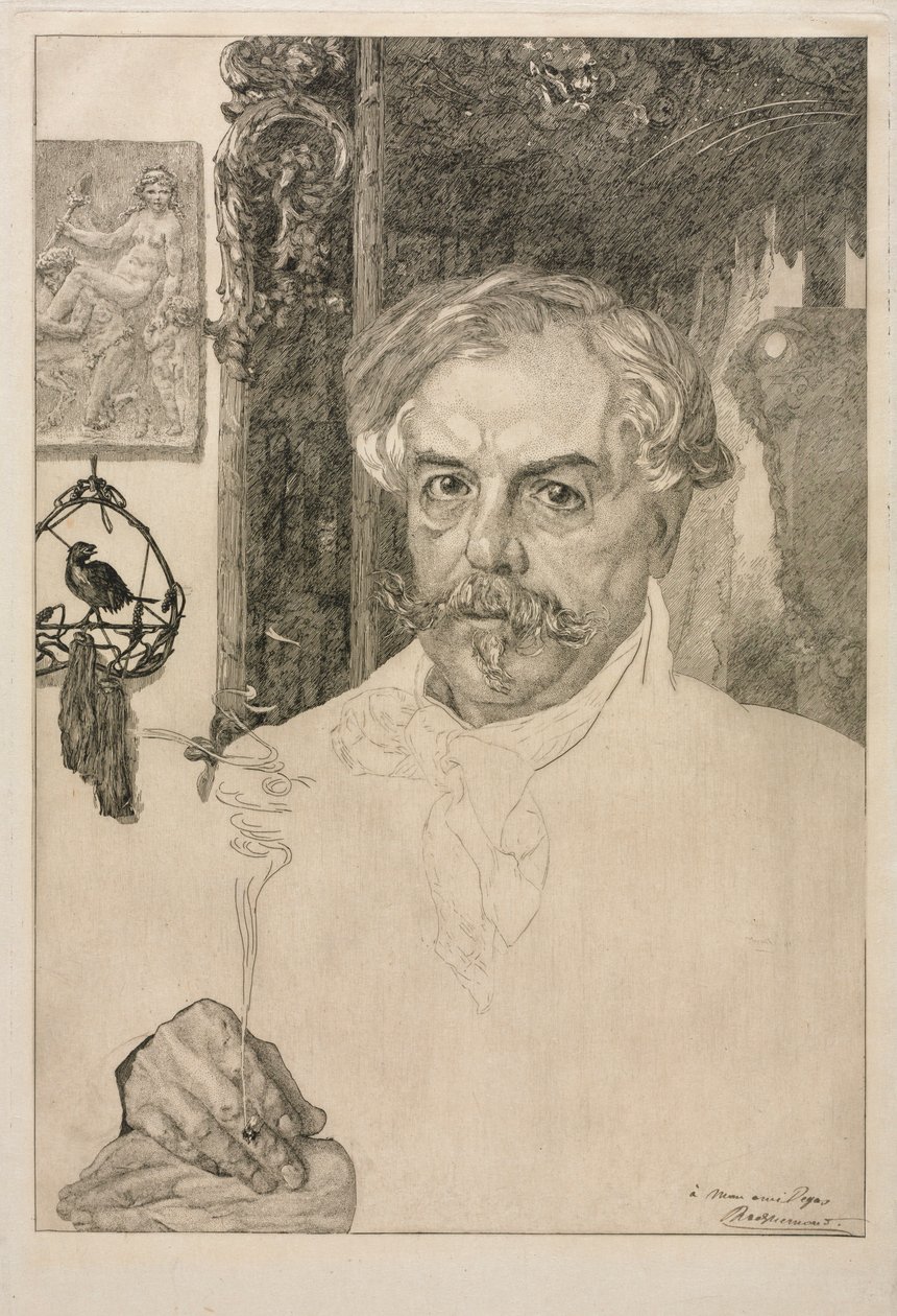 Porträtt av Edmond de Goncourt, 1882. av Felix Bracquemond