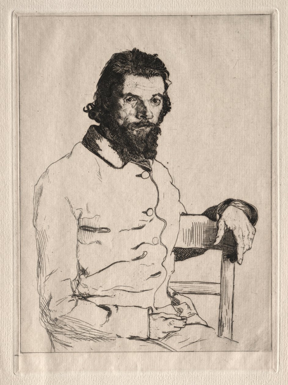 Porträtt av Meryon, sittande av Felix Bracquemond