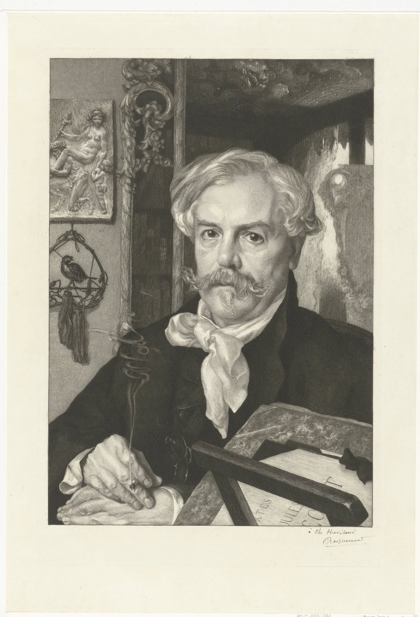 Porträtt av författaren Edmond de Goncourt Porträtt av Edmond de Goncourt av Felix Bracquemond