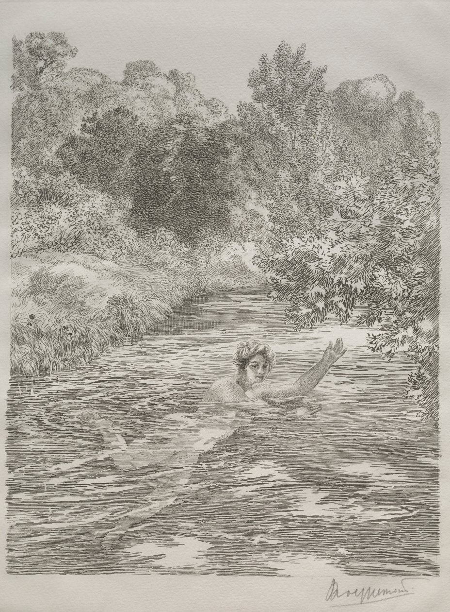 Badaren, c. 1860-70. av Felix Bracquemond