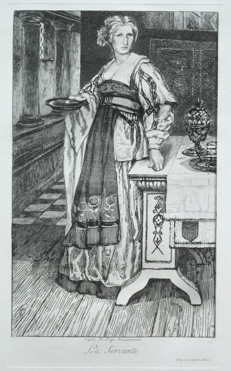 Pigan, efter H. Leys, 1868. av Felix Bracquemond