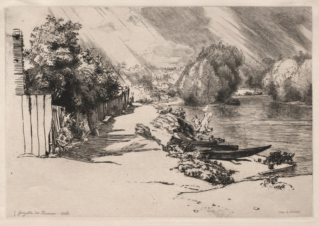 Seinen vid Bas-Meudon med Seguin- och Mottiauxöarna, 1868. av Felix Bracquemond